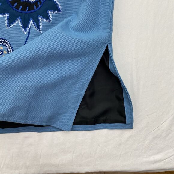 Indigo Moon Jacket Womens 2X Blue Embroidered Flowers Button Front Wearable Art - Picture 9 of 16